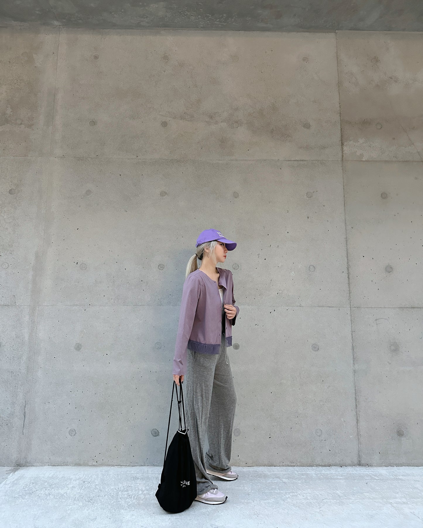 aalis GRAVIA mesh ruching hem cardigan (Dusty Purple)