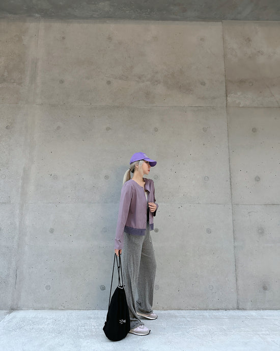 aalis GRAVIA mesh ruching hem cardigan (Dusty Purple)