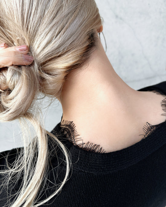 aalis CHARLEE velvet panel V neck cardigan (Black)