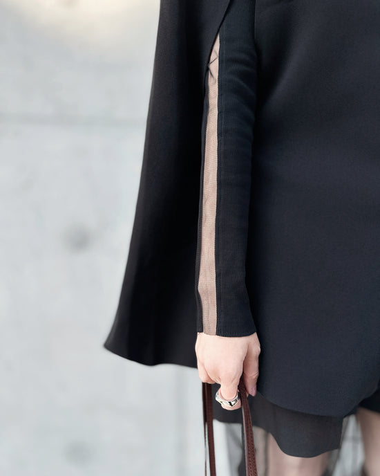 aalis HAYES mesh panel ribbed L/S top (Black)