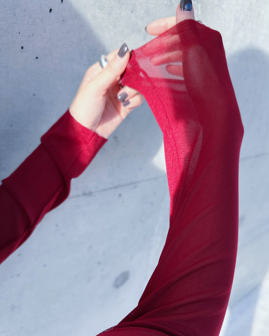 aalis RIVA NS FW25 mesh turtle neck top (Burgundy)