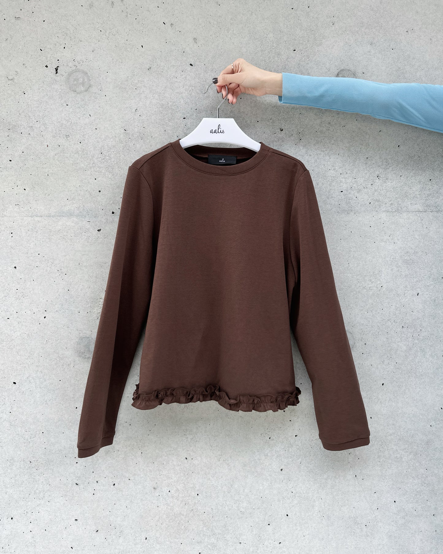 aalis LILY ruffle hem sweater (Brown)