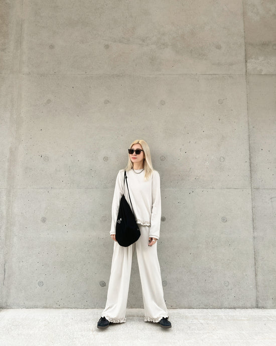 aalis LILY ruffle hem sweater (Lt Beige)