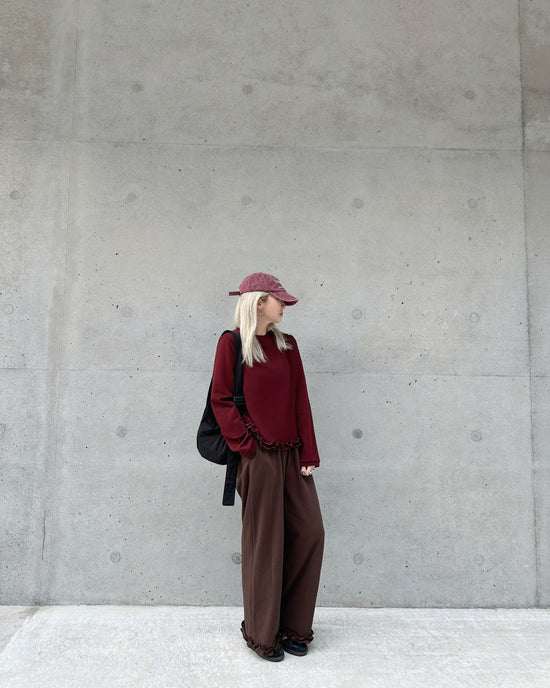 aalis LILY ruffle hem sweater (Burgundy)