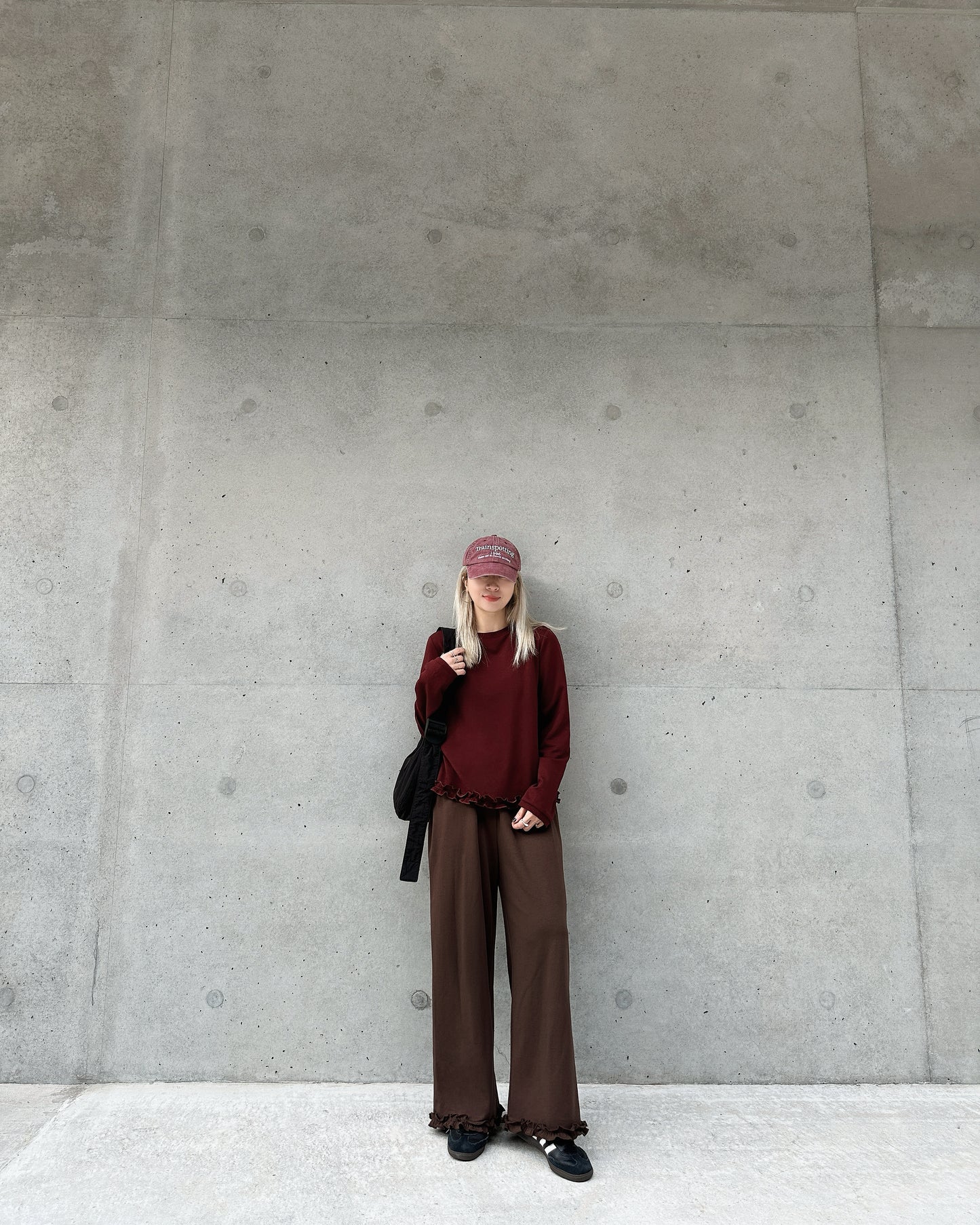 aalis LILY ruffle hem sweater (Burgundy)