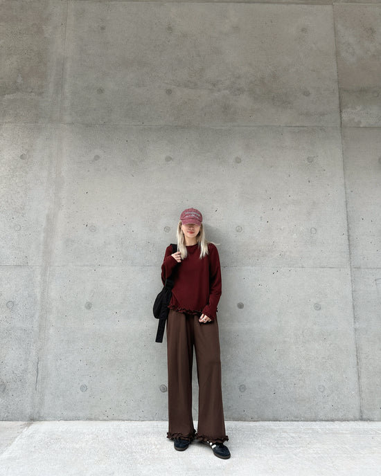 aalis LILY ruffle hem sweater (Burgundy)