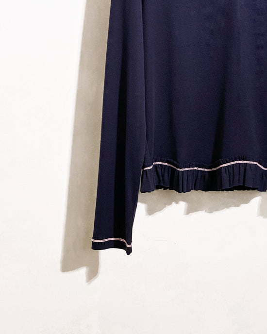 aalis YANKA 荷叶边缝合细节 长袖上衣 (白色)