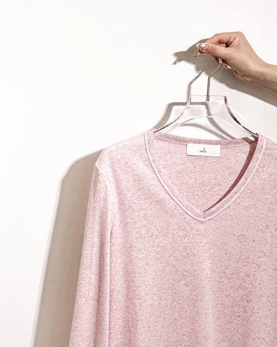 aalis YANKA ruffle hem stitches details L/S top (pink mix)