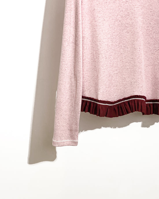 aalis YANKA 荷叶边缝合细节 长袖上衣 (白色)