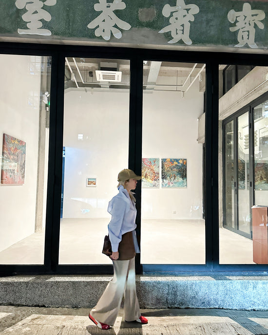 aalis TORIN ruffle shoulder detail striped shirt (Blue)