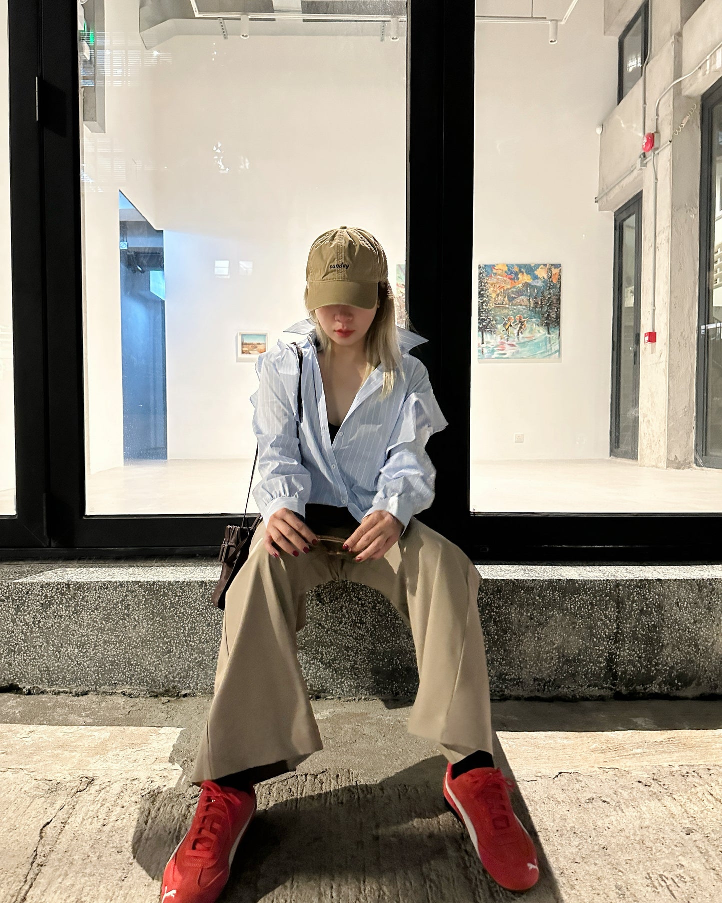 aalis TORIN ruffle shoulder detail striped shirt (Blue)