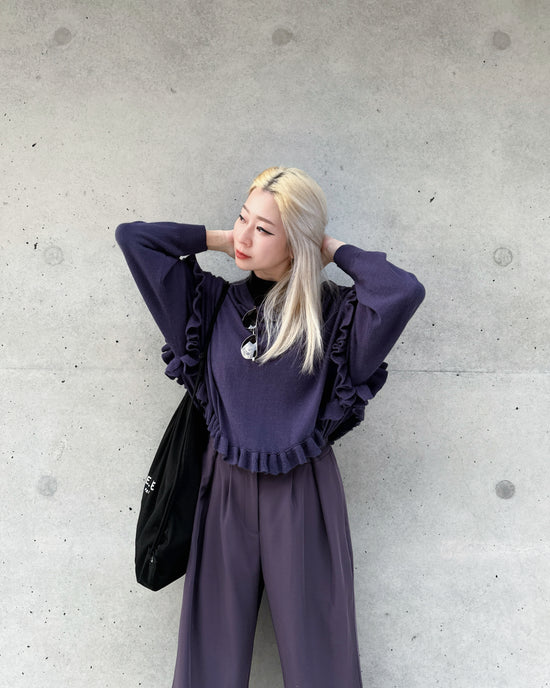 aalis CARSON 3 buttons pleated straight leg pants (Dusty Purple)