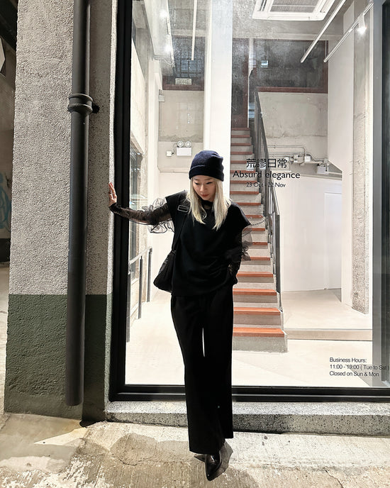 aalis CARSON 3 buttons pleated straight leg pants (Black)