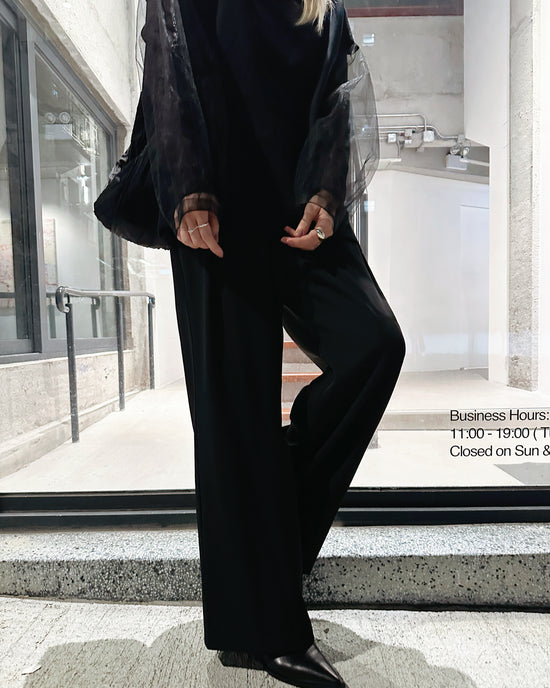 aalis CARSON 3 buttons pleated straight leg pants (Black)