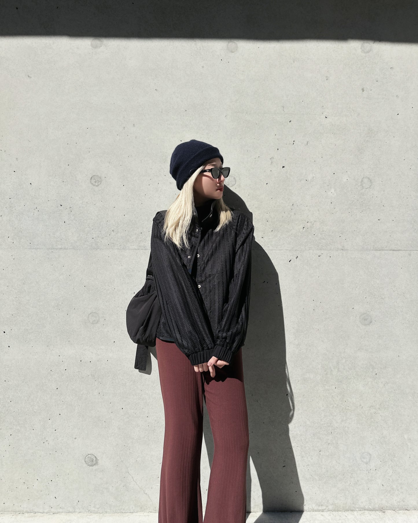 aalis ROMY leather detail 2-way jacket (Black)