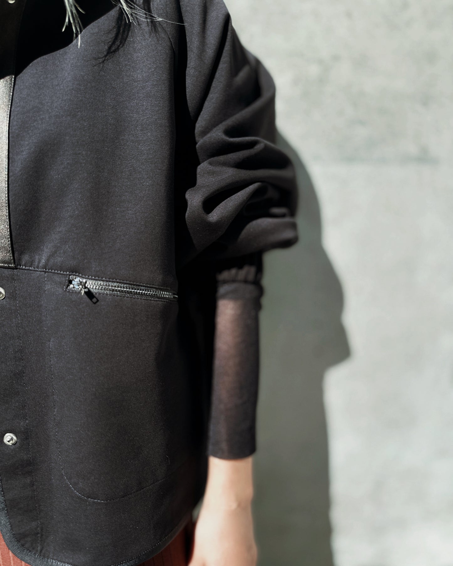 aalis ROMY leather detail 2-way jacket (Black)