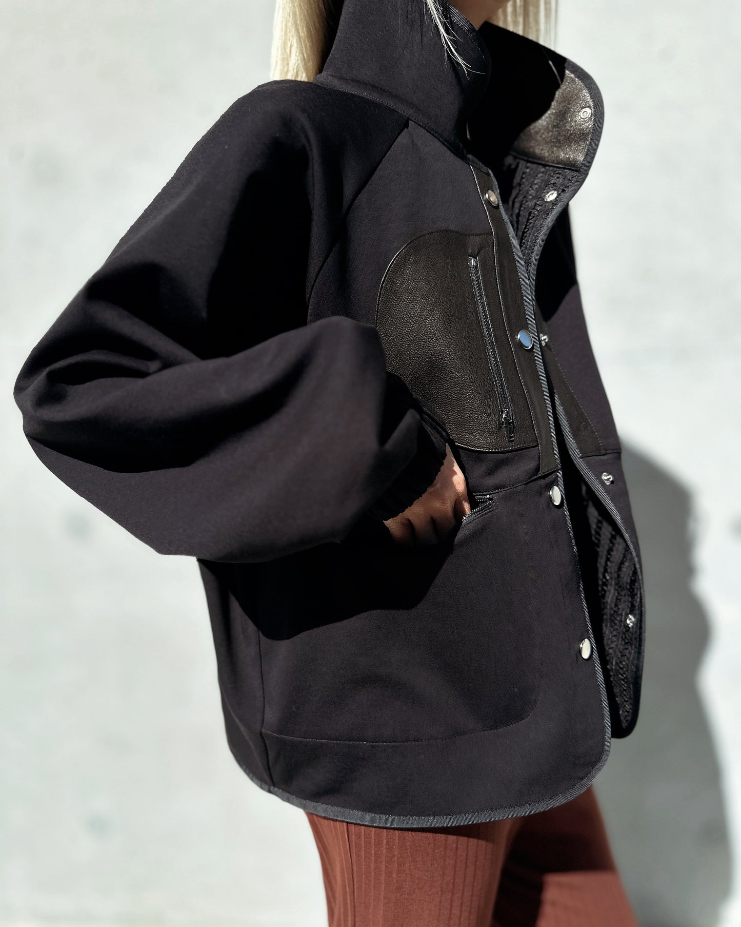 aalis ROMY leather detail 2-way jacket (Black)