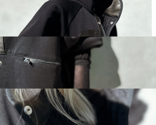 aalis ROMY leather detail 2-way jacket (Black)