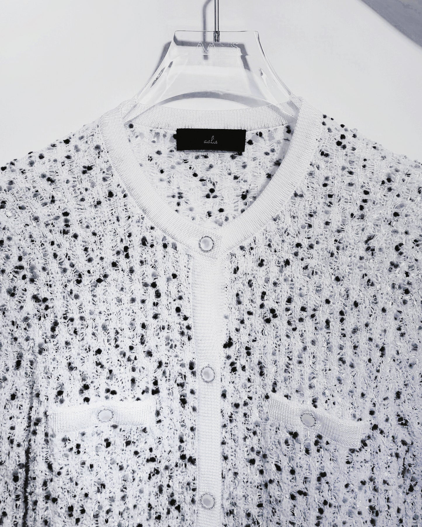 aalis FAYA FW25 - Mini Pom Pom knitted cardigan (Grey Mix)