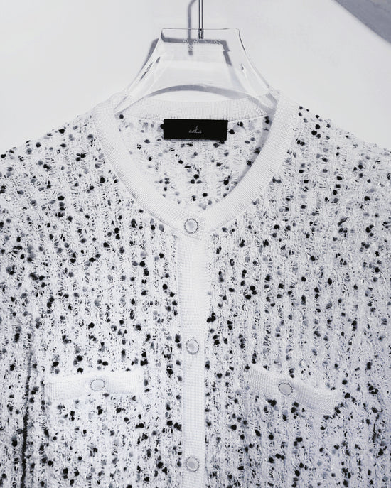 aalis FAYA FW25 - Mini Pom Pom knitted cardigan (Grey Mix)