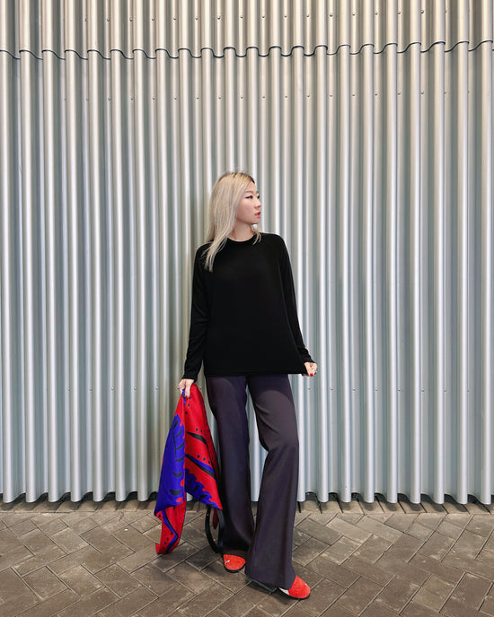 aalis HAROMI raglan sleeves relaxed L/S top (Black)