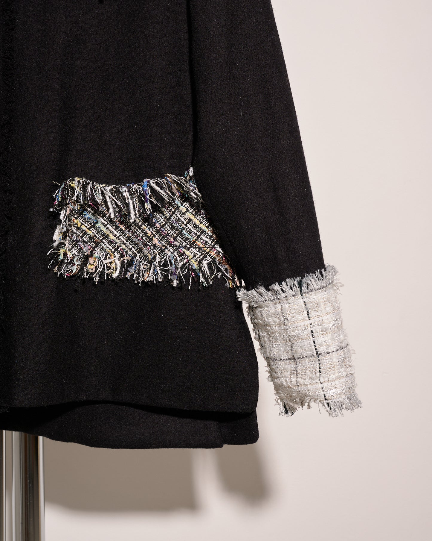 aalis JENSEN  fringe detail mixed tweed wool jacket (Black mix 1)