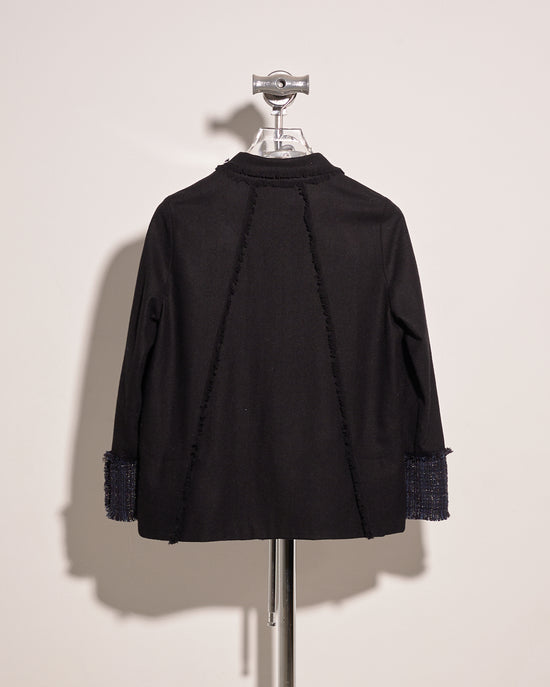 aalis JENSEN  fringe detail mixed tweed wool jacket (Black mix 2)