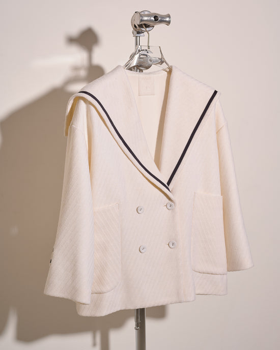 aalis DOTTIE  oversized sailor collar coat (White)