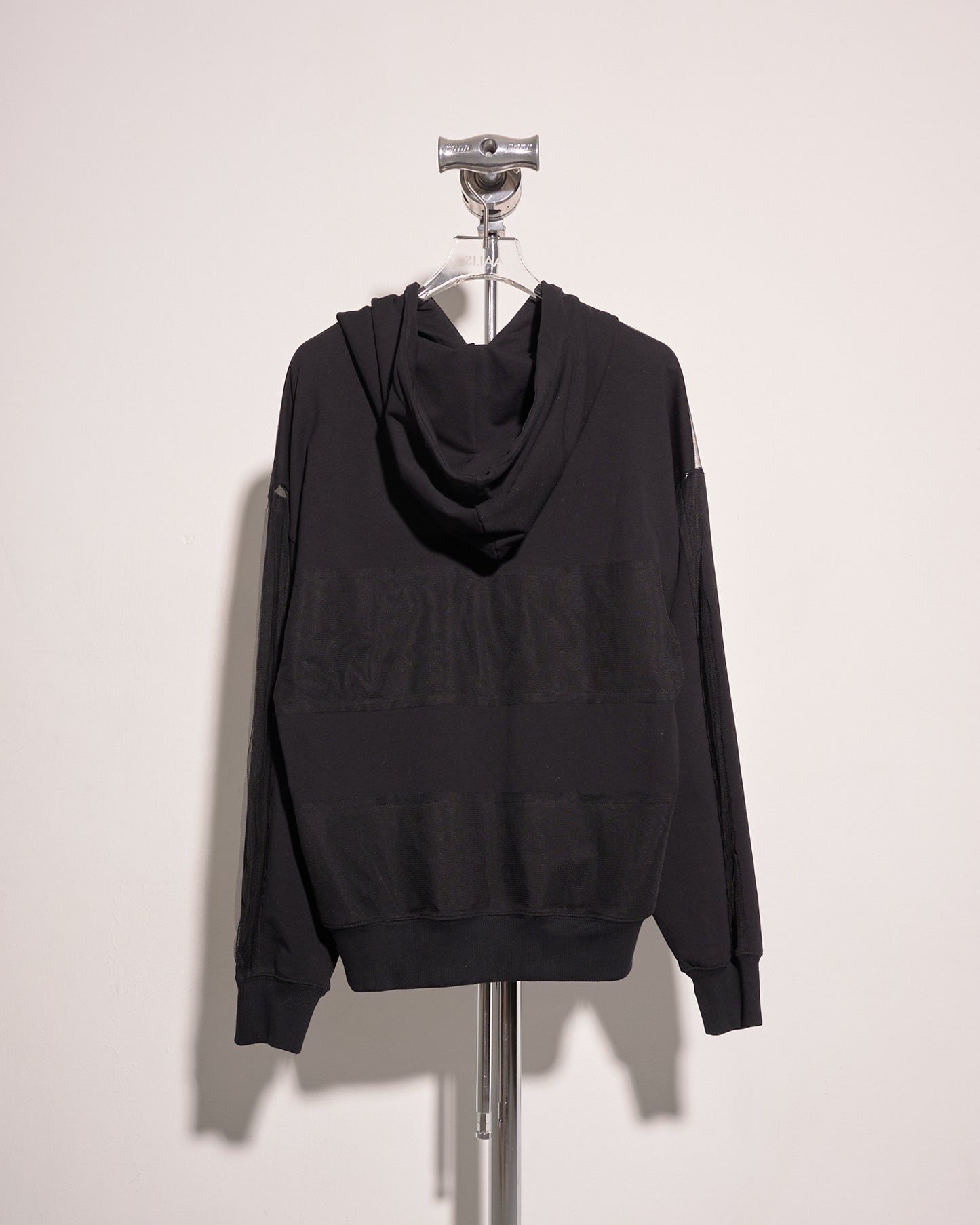 aalis SARA mesh striped detail relaxed hoodie (Black)