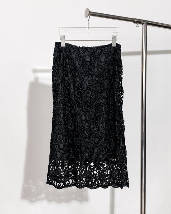 aalis VELLA guipure lace skirt (Black)