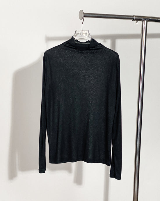 aalis ROISE sheer turtle neck top (Black)