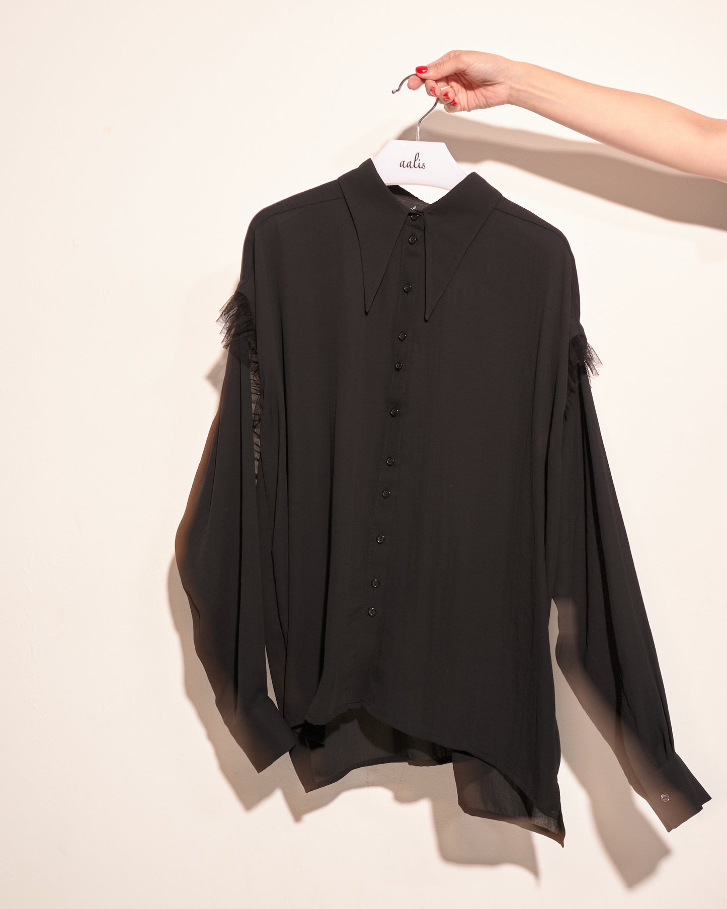 aalis FAIDA removable sleeves shirt (Black)