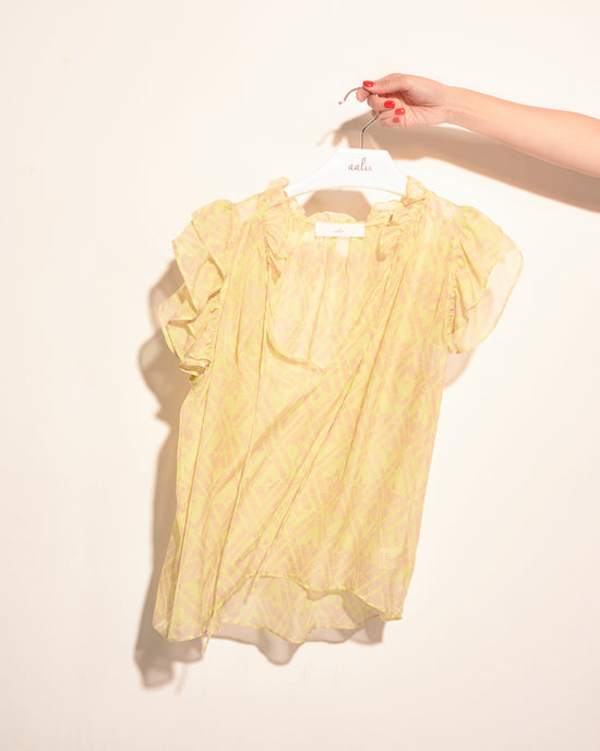 aalis KIKA silk babydoll top (Yellow Print)