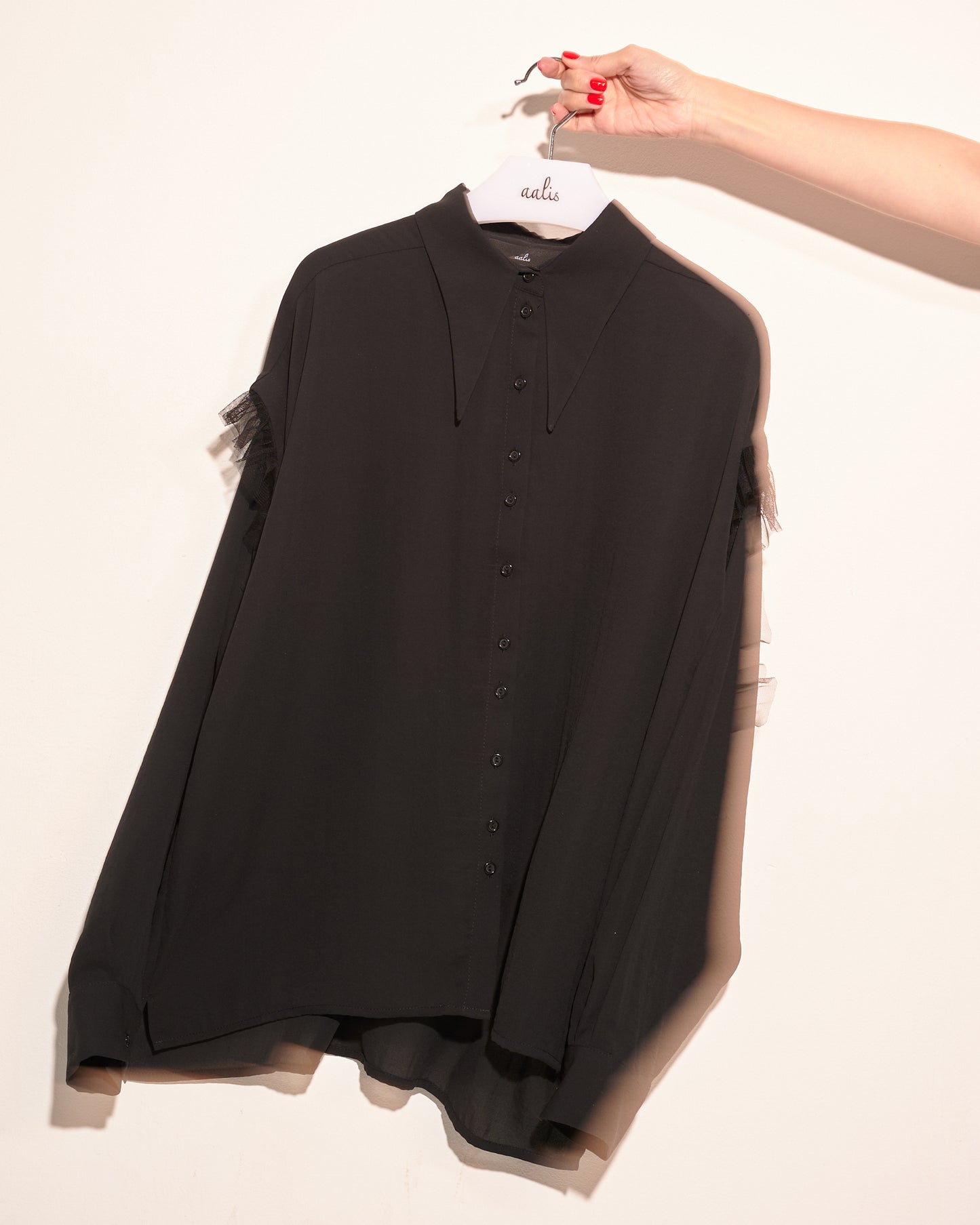 aalis FAIDA removable sleeves shirt (Black)