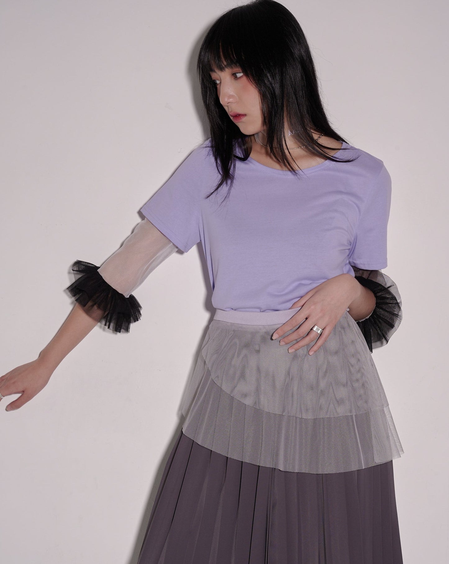 aalis AMARA 网纱袖上衣（淡紫色）