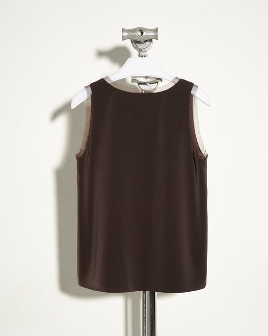 aalis IDO V neck mesh trim tank (Chocolate)