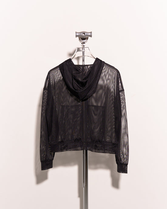 aalis EVIA side zipper details mesh zip up hoodie (Black)