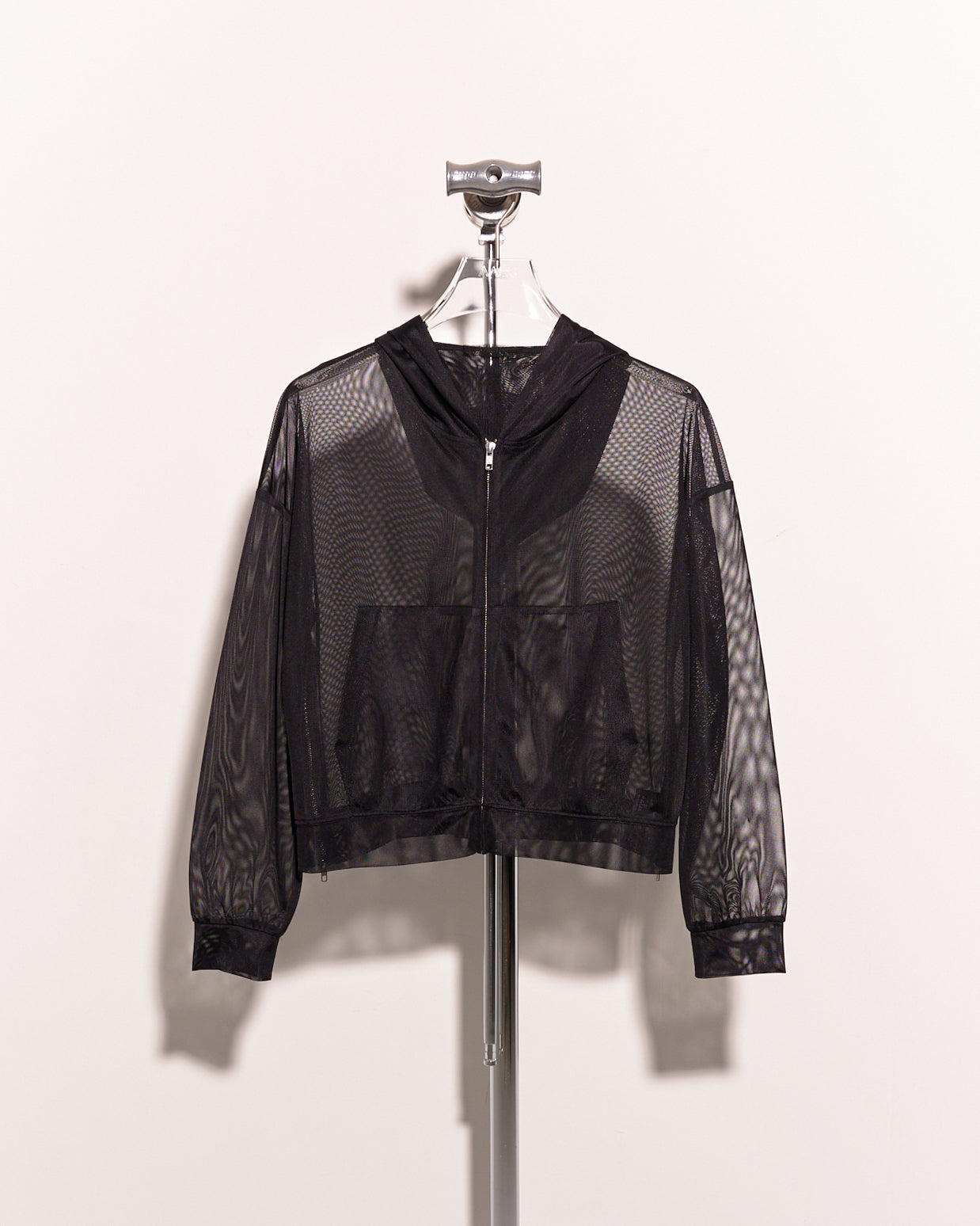 aalis EVIA side zipper details mesh zip up hoodie (Black)
