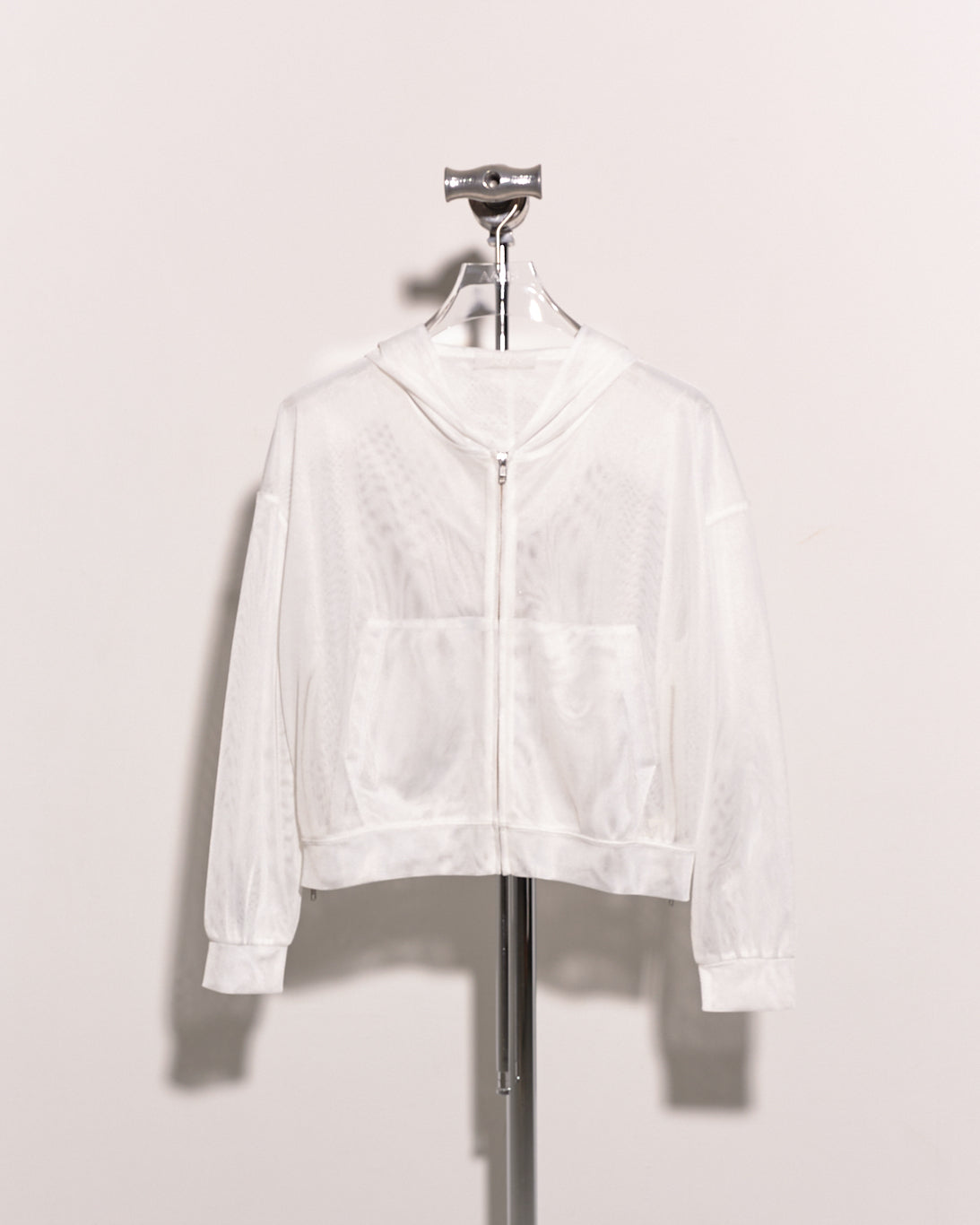 aalis EVIA side zipper details mesh zip up hoodie (White)