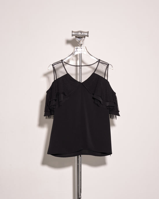 aalis CALLIE mesh panel mesh shoulder top (Black)