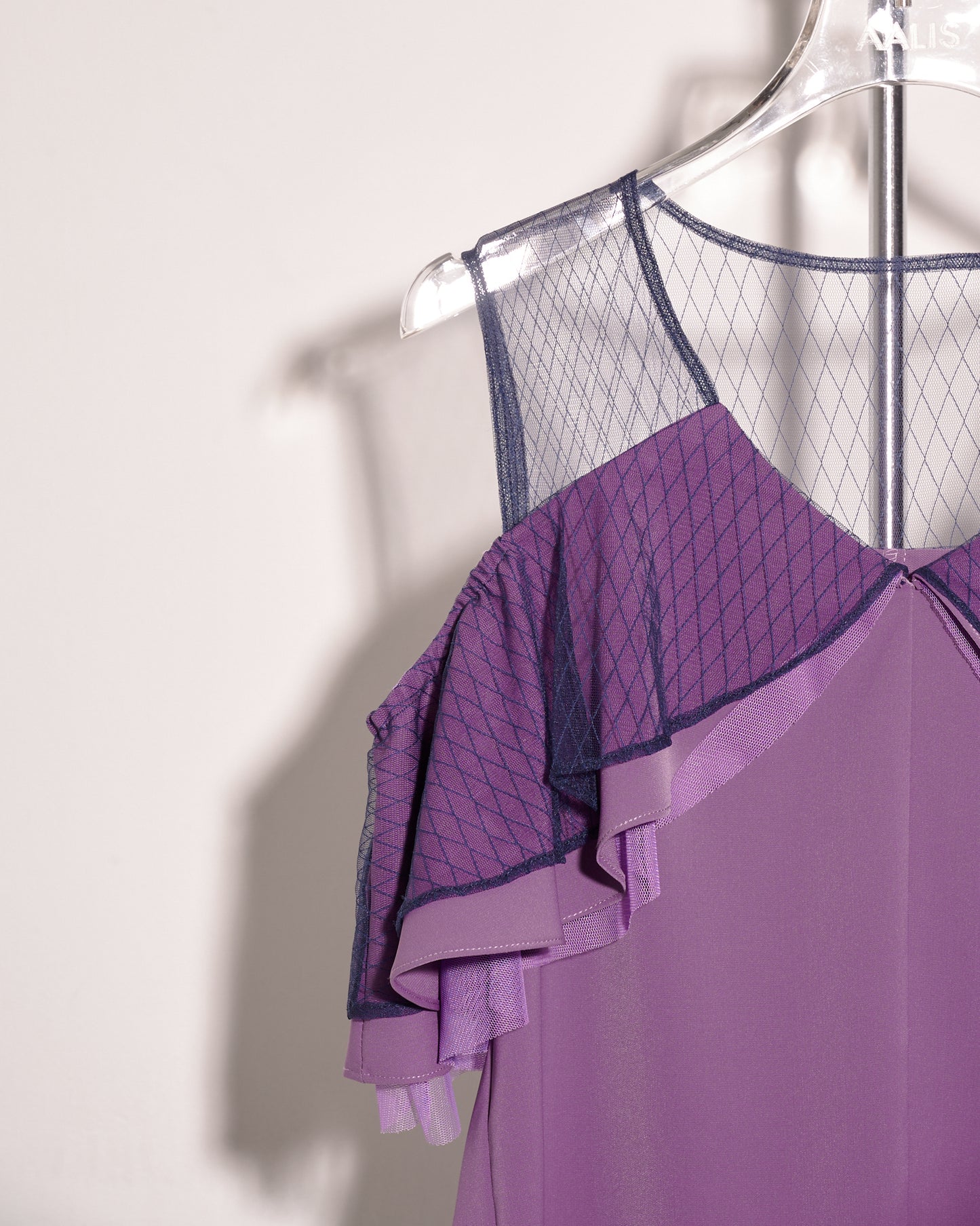 aalis CALLIE mesh panel mesh shoulder top (Purple)