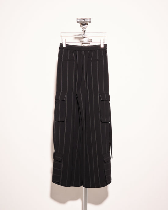 aalis JIAH cargo pants with ribbon detail (Black white stripe)