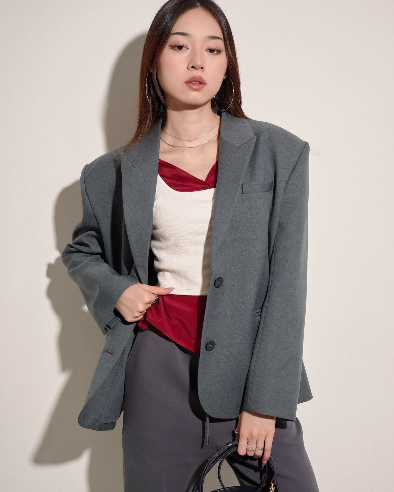 aalis TILDA shoulder padded blazer (Grey blue)