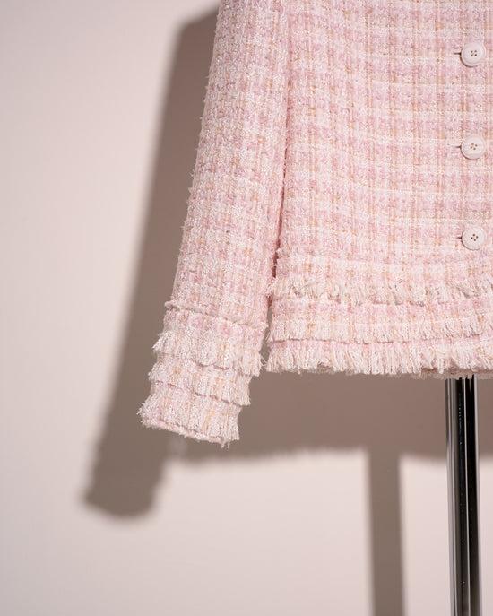 aalis KANDA fringe detail tweed jacket  (Pink mix)