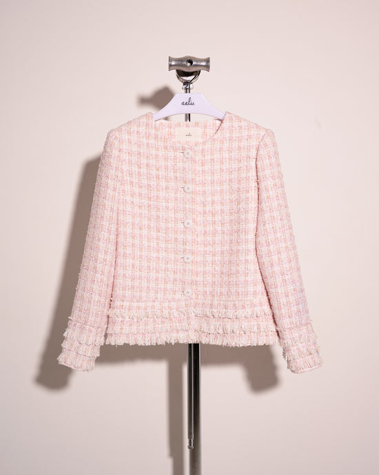 aalis KANDA fringe detail tweed jacket  (Pink mix)