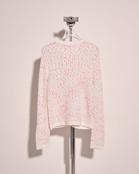 aalis FAYA Mini Pom Pom knitted cardigan (White mix)