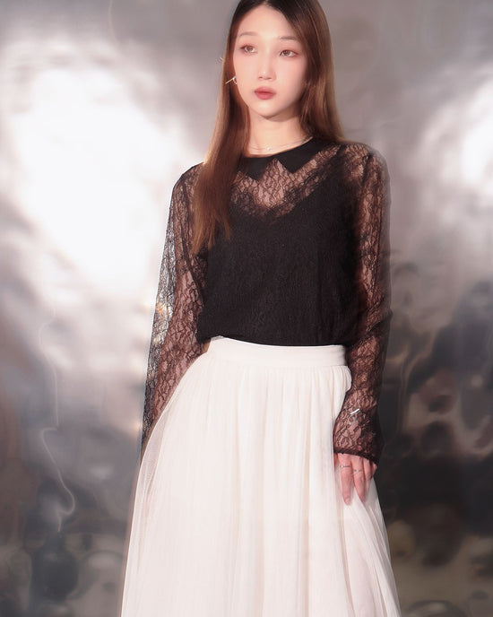 aalis CHRISTA mesh collar lace top (Black 2)