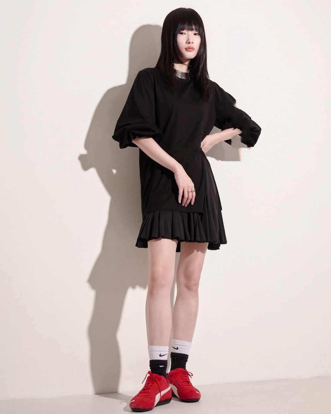 (Pre-order) aalis FAYOLA godet knit skirt (Black)