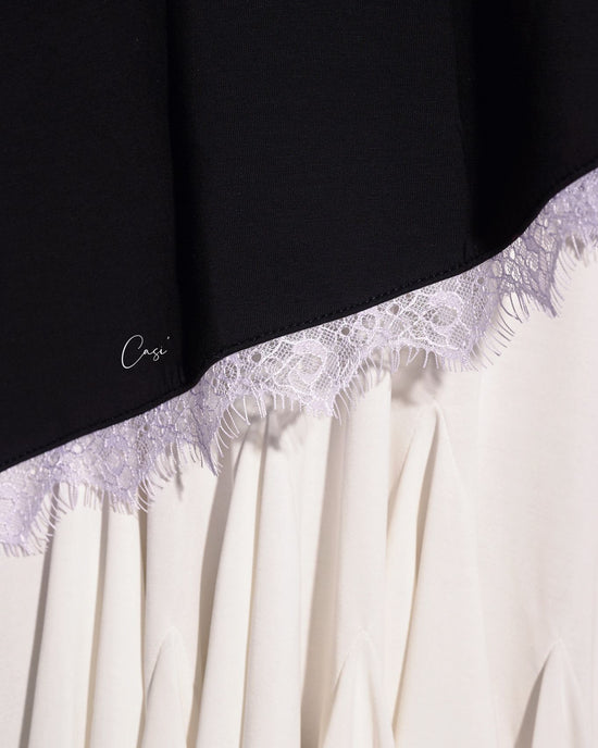 aalis CASI asymmetric hem lace trim detail sweater (Black lilac)