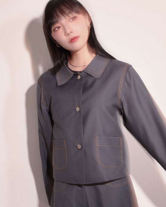 aalis BEYLA denim details suiting jacket (Grey)